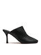 Leather Mules with High Heel in Black Color