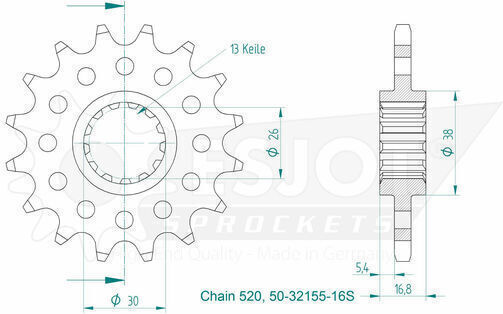 Esjot Front Sprocket for Honda Transalp
