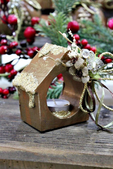 Gerakis Christmas Brown Candlestick 10x10cm