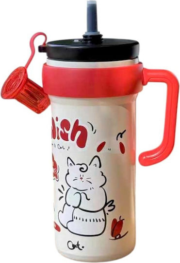 696291 Kids Water Bottle Thermos Stainless Steel with Screw-on Cap Non Spill Red 700ml