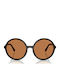 Miu Miu Unisex Sunglasses with Black Plastic Frame and Brown Lens