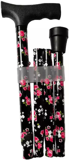Σπαστό Μπαστούνι Στήριξης Animal Print Mb.hc034/1 Μαύρο Pink Floral