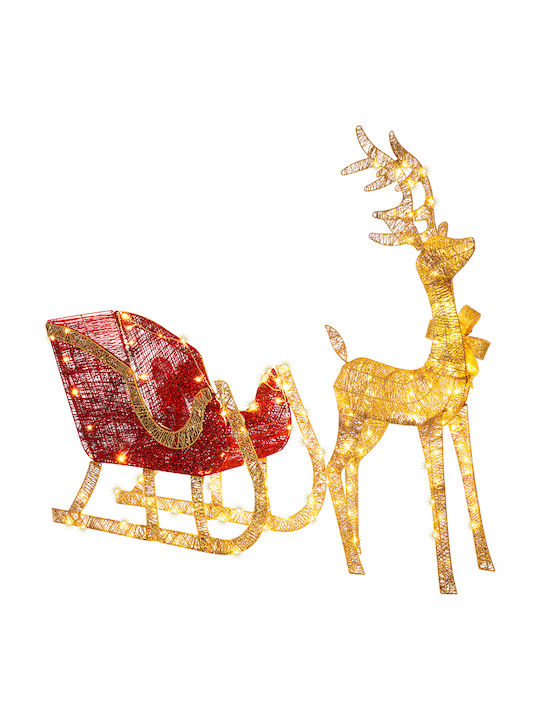 Bakaji Bakaji Reindeer Rena Illuminated Sleigh Outdoor 8 Functions Warm White Christmas