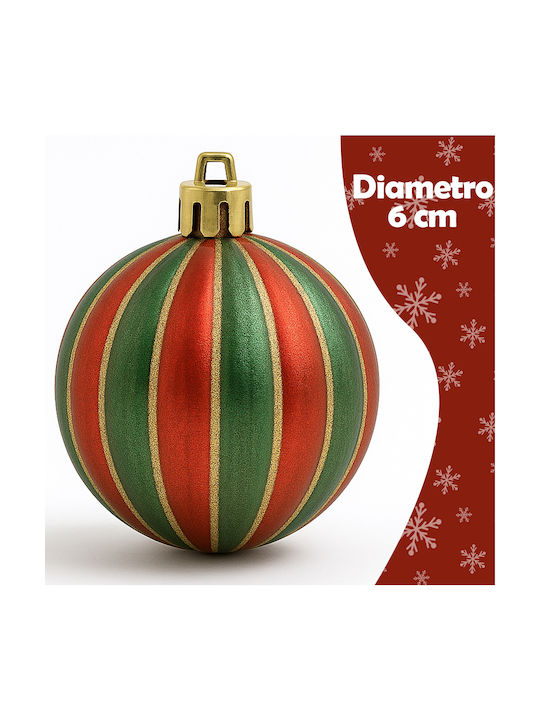 Bakaji Set of 24 Christmas Tree Balls Red Green Decorative Spheres 6cm 02842858