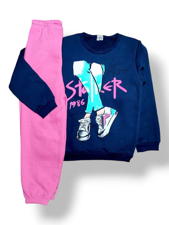 Kids Sweatpants Set Blue, Bubblegum Pink