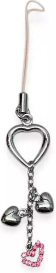 Декоративен Мобилен Шарм Russ Berrie *93191-8 O Hearts Мобилен Калъф 10 См Сребристо Розов