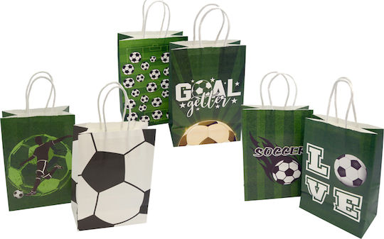 Twisted Handle Bag for Gift with Theme "Football" Multicolored 15x8x21cm. 12pcs