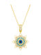 Kloxx Halskette Talisman Auge aus Vergoldetem Silber mit Zirkon Blau