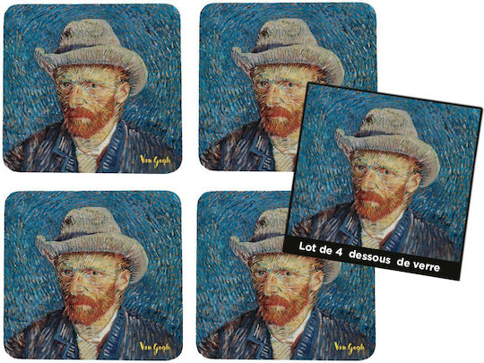 Σετ 4 Σουβέρ Αυτοπροσωπογραφία Van Gogh 10x10 Cm