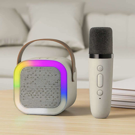 Uncle George Boxă Karaoke cu Microfon Wireless și Efecte de Iluminare Bej 09.04.01-0005-WHT