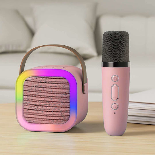 Uncle George Boxă Karaoke Cu Microfon Wireless Și Efecte De Iluminare Roz