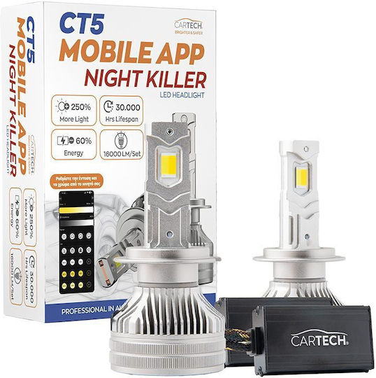 Cartech Lamps Car & Motorcycle H7 LED 6500K Cold White 160W 2pcs