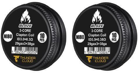 Thunder Cloud Tri Core Fused Clapton Coils Ni80 10pcs Αντίσταση 0.30 Ohm