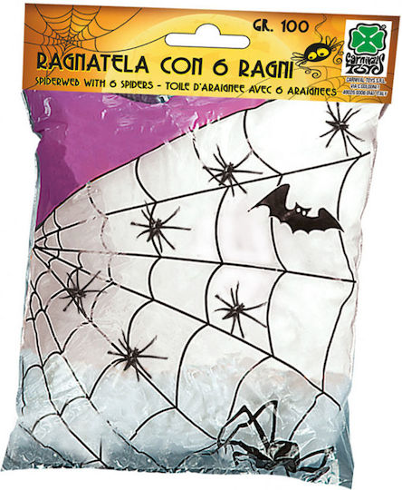 Pack of 100g Decorative Spider Web 6 Black Spiders White 332.014.0001.02