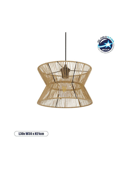 GloboStar Upcone Beige Boho Ceiling Light with Rope for E27 Socket 30x30x21cm