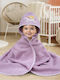 Lino Home Βρεφική Κάπα-Μπουρνούζι με Κουκούλα Corno Lilac 75x75εκ.