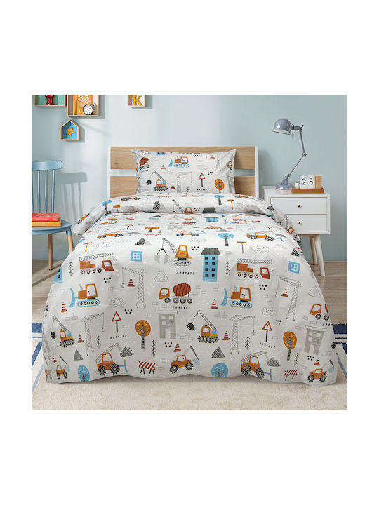 Lino Home Kids Duvet Set Single with Pillowcase Gray 160x240cm