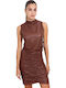 Damen Bluse Leder Braun