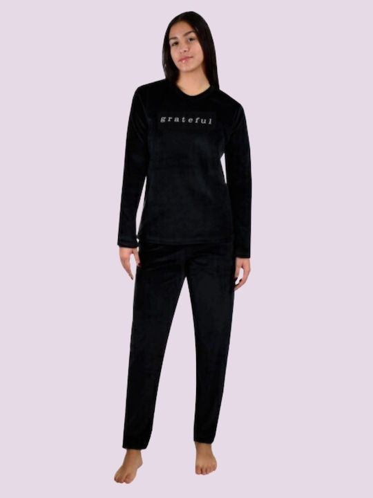Mihra Winter Women's Pyjama Set Black