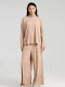 Women's Fabric Trousers Relaxed Fit Brown
