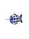 Keramik Knopf Fisch 5x3,5cm Blaue Herzen