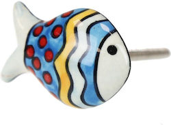 Ceramic Fish Knob 5x3.5cm Wave Polka Dot