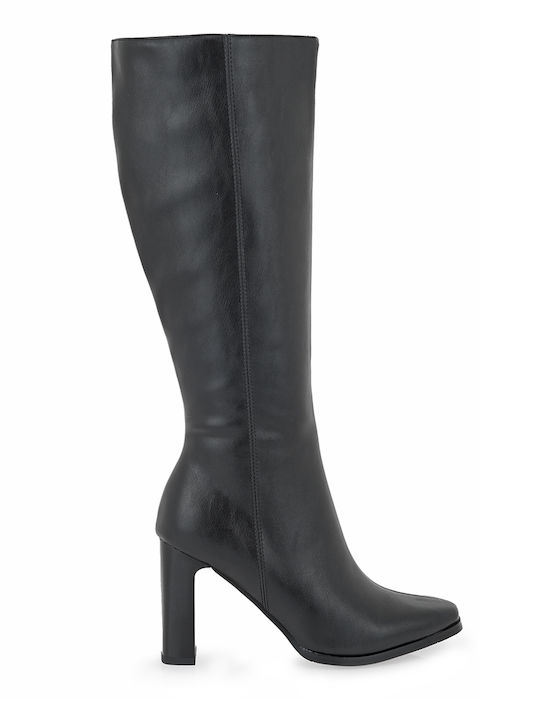 Synthetic Leather High Heel Women's Boots Black