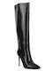 Leather High Heel Women's Boots with Zipper Black