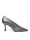 Leder Pumps mit hohem Absatz Silber