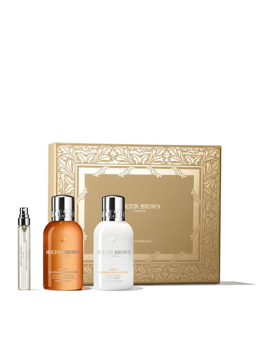Molton Brown Sunlit Clementine & Vetiver Skin Care Set for Moisturizing & Body Cleaning