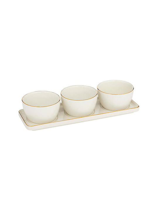 Atmosphera Serving Bowl Round Ceramic White with Diameter 30cm 3pcs