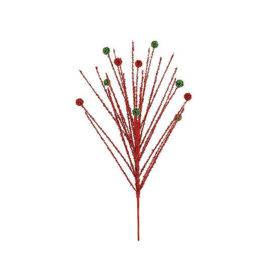 Red Branch with Red and Green Pom-Poms H76cm
