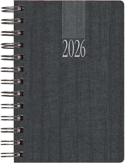 THeofylaktos Diary Spiral Theofylaktos 2026 Daily 16.6x24cm Kashmir Wire-o Anthracite 708c1.d57