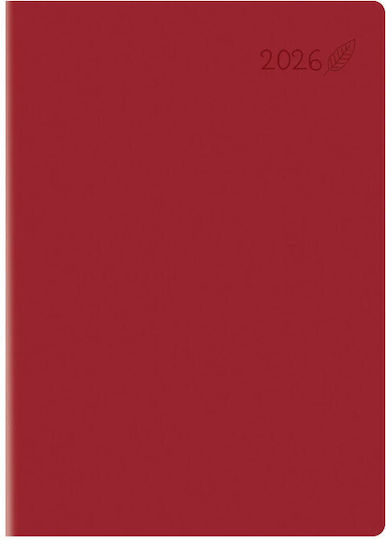 Daily Diary 2026 Theofylaktos 14.5x20.5cm Shiro Flat Red M 6892s.010