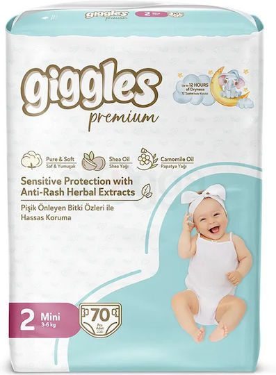 Giggles Πάνες με Αυτοκόλλητο No. 2 για 3-6kg 70τμχ