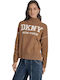 Logo Damen Pullover Rollkragen Braun