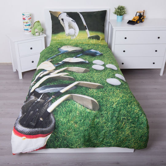 Golf Set Kids Duvet Cover Single Green