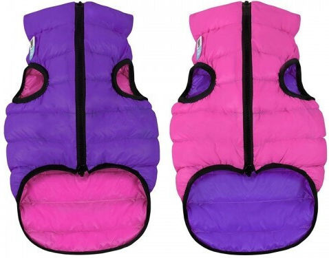 Wau Dog Waterproof Reversible Dog Coat Pink Purple 47cm M