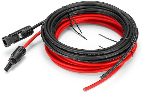 Set 2 Cables Red & Black Plug Solar Panel 4mm 5m Oem 02.sm.5mm