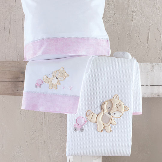 Rythmos Blanket Cot Fox Waffle Pink 120x150cm