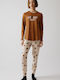 Minerva Minerva Damen Schlafanzug Set Winter Baumwollene Caramel