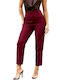 Dama Talie înaltă Tesatura Pantaloni Bordeaux