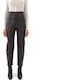 Faux Damen Hoch tailliert Stoff Hose in Schlanker Passform Brown