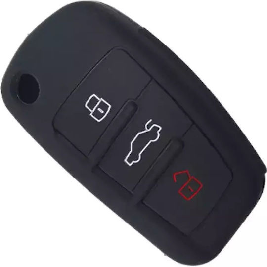 Калъф Силиконов Ключ Audi 3 Бутона 3 Цвята Черен