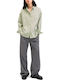 Women's High-waisted Fabric Trousers in Wide Line Anthracite