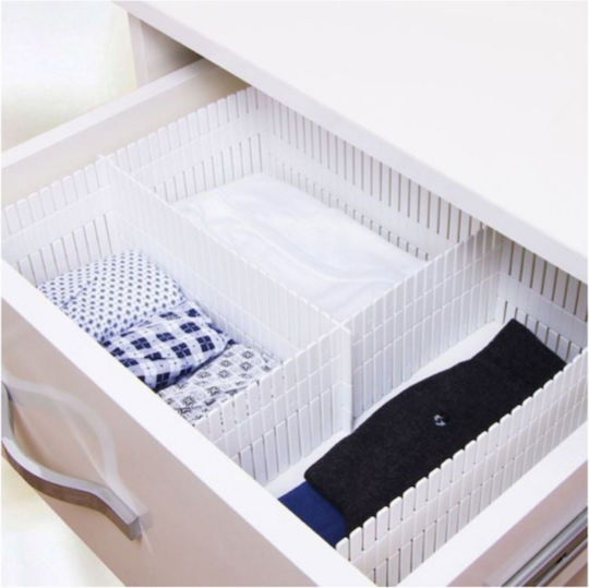 Plastic Drawer Divider for Ties in White Color 60x9cm 4pcs