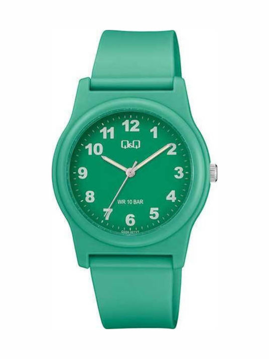 Q&Q Herrenuhr Batterie mit Grün Kautschukarmband