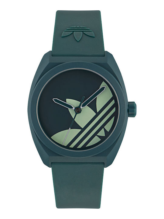 adidas Women's Watch with Green Rubber Strap
