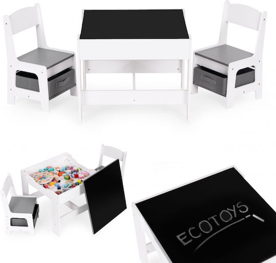 Σετ Παιδικό Τραπέζι με Καρέκλες Λευκό Ecotoys