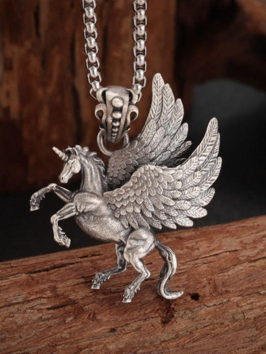 Silver Necklace Pegasus Horse Greek Mythology Molfs